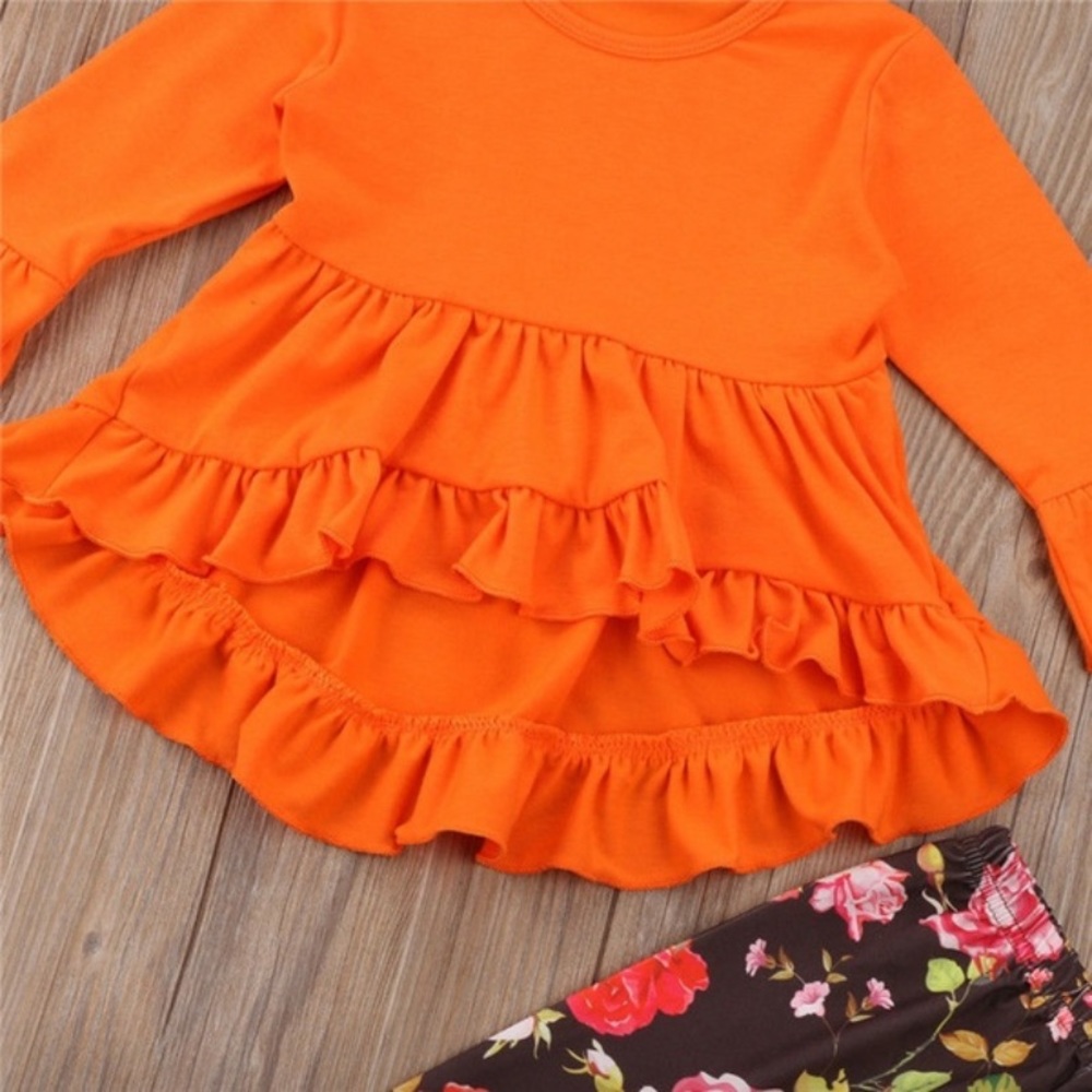 Fall Orange Floral Matching Outfit - Picture 4 of 7